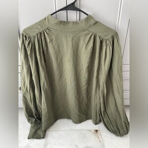 Express women’s blouse size small. Green. Buttons on neck. Gently worn.